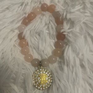 Elegant Gold and Pink Beaded Bracelet